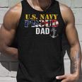 Vintage Navy Proud Dad With US American Flag Gift Unisex Tank Top Gifts for Him