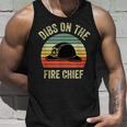 Vintage Retro Sunset Fire Fighters Dibs On The Fire Chief Unisex Tank Top Gifts for Him