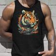 Vintage Retro Tiger Wild Cat Lover Graphic Unisex Tank Top Gifts for Him