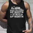 What Happens Up North Stays Up North Michigan Rv Camping Men Women Tank Top Graphic Print Unisex Gifts for Him