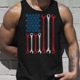 Wrench Flag Vintage Fathers Day Patriotic Mechanic Dad Men Unisex Tank Top Gifts for Him