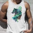 Fenrir Wolf Watercolor Viking Nordic Celtic Mythology Themed Unisex Tank Top Gifts for Him