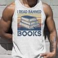 I Read Banned Books Week Librarian Freedom Reader Nerd Men Unisex Tank Top Gifts for Him