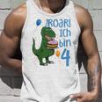 Kinder T-Rex 4. Geburtstag Unisex TankTop, Lustiges Dino 4 Jahre Motiv Geschenke für Ihn