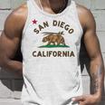 San Diego California Beach Flag Bear Surf Ca Vintage Unisex Tank Top Gifts for Him