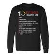 10 Things I Want In My Life Cars More Cars V2 Long Sleeve T-Shirt Gifts ideas