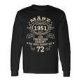 72 Geburtstag Geschenk Mann Mythos Legende März 1951 Langarmshirts Geschenkideen