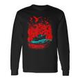 Art Birds And Boat In Ocean Under Red Sky Long Sleeve T-Shirt Gifts ideas