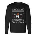 Here Comes Santa Floss Dentist Outfit Ugly Christmas Long Sleeve T-Shirt Gifts ideas