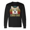 Corgi Dog Dad Vintage Retro Sunset Beach Vibe Fathers Day Long Sleeve T-Shirt Gifts ideas
