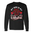 Dog Lover My Dog Is My Valentine Cute Paw Print Red Plaid Long Sleeve T-Shirt Gifts ideas