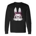 Easter Day Cute Bunny Rabbit Face With Leopard Pink Glasses Long Sleeve T-Shirt Gifts ideas