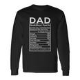 Fathers Day Dad Nutrition Facts Long Sleeve T-Shirt Gifts ideas