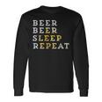 Funny Beer Beer Sleep Repeat Beer Garden Fan Gift Men Women Long Sleeve T-shirt Graphic Print Unisex Gifts ideas