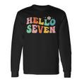 Hello Seven 7 Year Old 7Th Birthday Girl Age 7 Bday Groovy Long Sleeve T-Shirt T-Shirt Gifts ideas