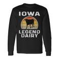 Iowa Dairy Farmer Legend Langarmshirts mit Retro-Sonnenuntergang & Kuhmotiv Geschenkideen