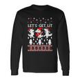 Lets Get Lit Pajamas Dinosaur Ugly Christmas Sweater Long Sleeve T-Shirt Gifts ideas