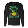 Lucky To Be A Softball Player St Patricks Day Lucky Clover Long Sleeve T-Shirt Gifts ideas