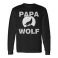 Mens Papa Wolf Cool Dad Daddy Dada Pops Fathers Day Gift Idea Men Women Long Sleeve T-shirt Graphic Print Unisex Gifts ideas