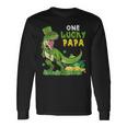 One Lucky Papa St Patricks Day T-Rex Leprechaun Long Sleeve T-Shirt Gifts ideas