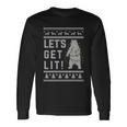 Polar Bear Lets Get Lit Xmas Ugly Christmas Long Sleeve T-Shirt Gifts ideas