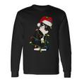 Tuxedo Cat Meow Santa Tuxie Christmas Tree Lights Cat Catmas Long Sleeve T-Shirt Gifts ideas