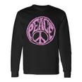 Vintage Pink Peace Sign 60S 70S Hippie Retro Peace Symbol Long Sleeve T-Shirt T-Shirt Gifts ideas
