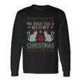 We Wish You A Meowy Catmas Santa Hat Ugly Christmas Sweater Long Sleeve T-Shirt Gifts ideas