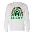 Lucky Shamrock Leopard Print Rainbow St Patricks Day Long Sleeve T-Shirt Gifts ideas