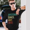 10 Years Old Awesome Since May 2013 10Th Birthday Long Sleeve T-Shirt Gifts for Him