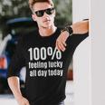 100 Feeling-Lucky Ganztägiges Langarmshirts für Glücksspiel-Fans Geschenke für Ihn
