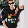 Bearded Husband Dad Beard Legend Vintage V2 Long Sleeve T-Shirt Gifts for Him