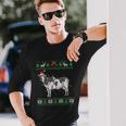 Cow Santa Claus And Lights Dairy Farmer Ugly Christmas Long Sleeve T-Shirt Gifts for Him