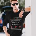 Crunching Santas Numbers Accountant Xmas Ugly Christmas Long Sleeve T-Shirt Gifts for Him
