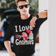 Cute I Love My Gnomies Gnomes & Hearts Valentines Day Long Sleeve T-Shirt Gifts for Him