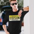 Edison New Jersey Nj License Plate Home Town Graphic Long Sleeve T-Shirt Gifts for Him