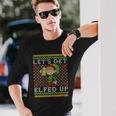 Lets Get Elfed Up Ing Drunk Elf Ugly Christmas Long Sleeve T-Shirt Gifts for Him