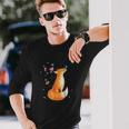 Fox Japanese Cherry Blossom Flower Vintage Men Women Long Sleeve T-Shirt T-shirt Graphic Print Gifts for Him