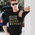 Funny Beer Beer Sleep Repeat Beer Garden Fan Gift Men Women Long Sleeve T-shirt Graphic Print Unisex Gifts for Him
