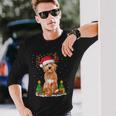 Goldendoodle Christmas Tree Lights Pajama Dog Xmas Men Women Long Sleeve T-shirt Graphic Print Unisex Gifts for Him