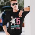 Happy 5Th Birthday UnicornShirt Awesome Since 2014 Long Sleeve T-Shirt Gifts for Him