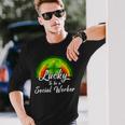 Lucky To Be A Social Worker St Patricks Day Rainbow Long Sleeve T-Shirt Gifts for Him