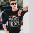 Most Likely To Pet All The Dogs Funny Christmas Dog Lovers Men Women Long Sleeve T-shirt Graphic Print Unisex Gifts for Him