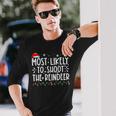 Most Likely To Shoot The Reindeer Family Christmas Holiday V2 Men Women Long Sleeve T-shirt Graphic Print Unisex Gifts for Him