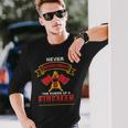 Never Underestimate Fireman Ems Firefighter Men Women Long Sleeve T-shirt Graphic Print Unisex Gifts for Him