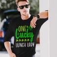 One Lucky Lunch Lady St Patricks Day Irish Shamrock Long Sleeve T-Shirt Gifts for Him