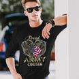 Proud Army Cousin With Heart American Flag For Veteran Long Sleeve T-Shirt Gifts for Him