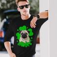 Pug St Patricks Day Clovers Long Sleeve T-Shirt Gifts for Him