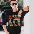 Retro Vintage Daddy Surfer Surfing Dad Long Sleeve T-Shirt Gifts for Him