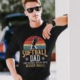 Softball Dad Like A Baseball Dad With Bigger Balls Vintage Long Sleeve T-Shirt Gifts for Him